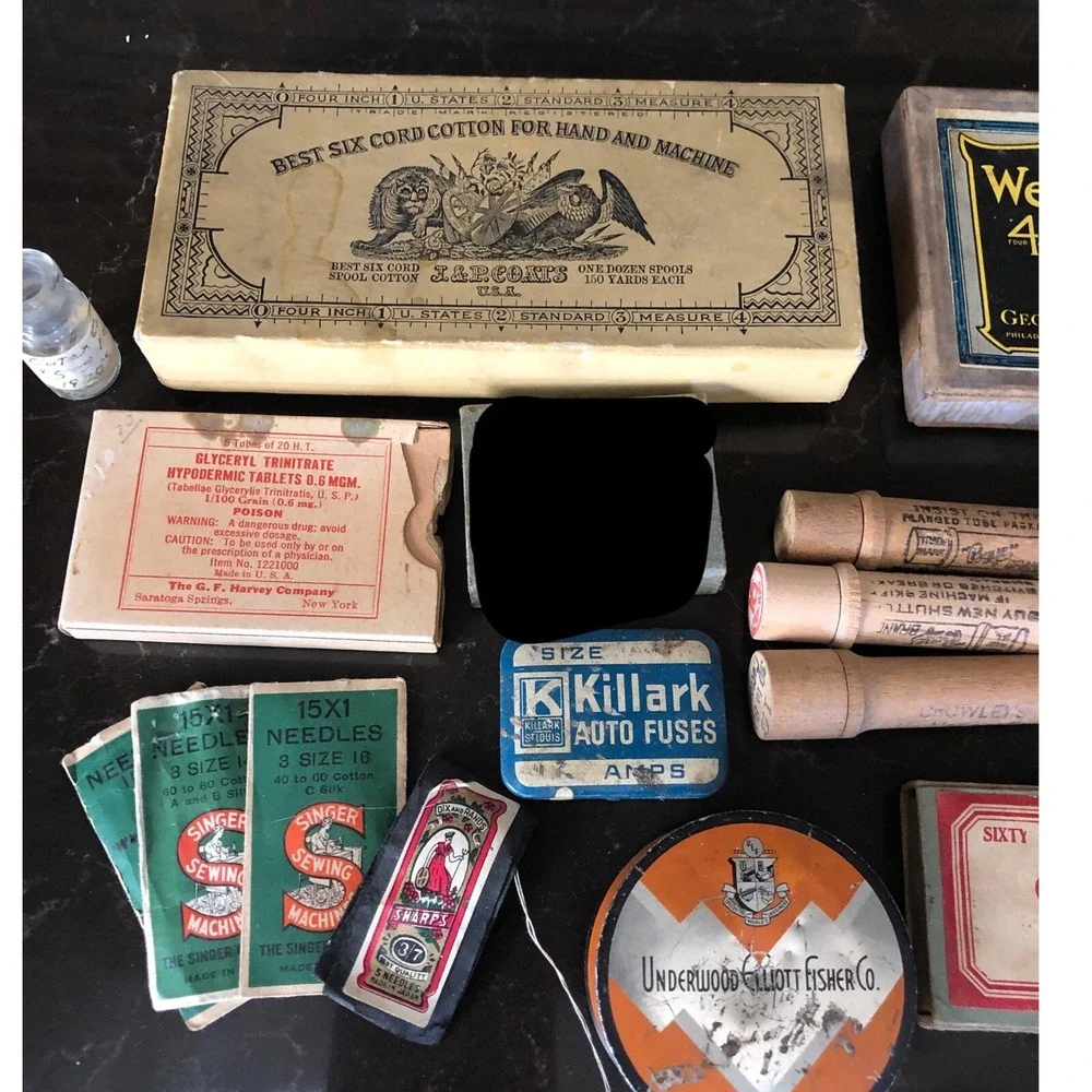 Vintage Ephemera Lot Singer Sewing Underwood Tin Las Vegas Funbook Ace Office